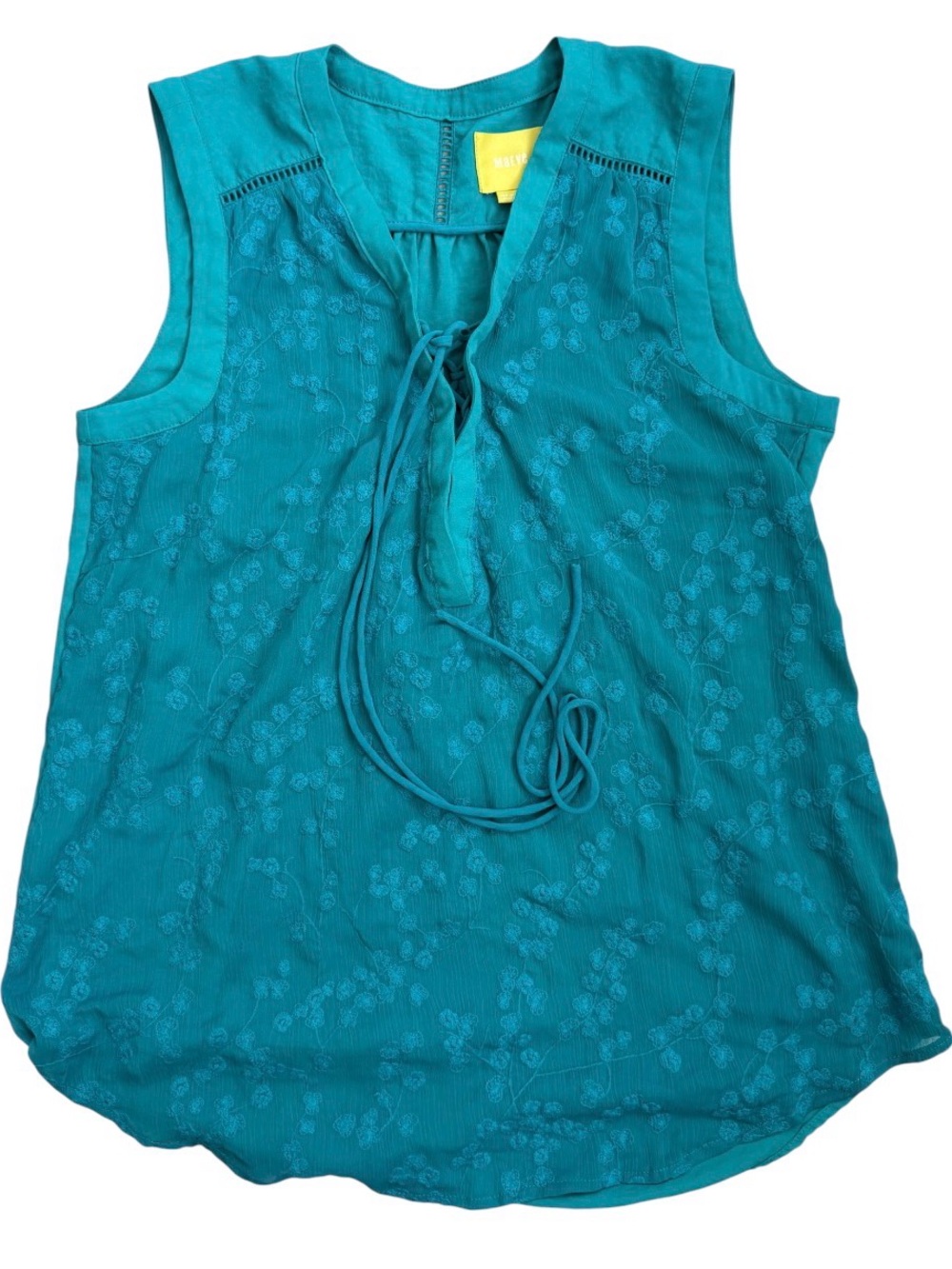 Maeve Sleeveless Tie-Front Embroidered Top